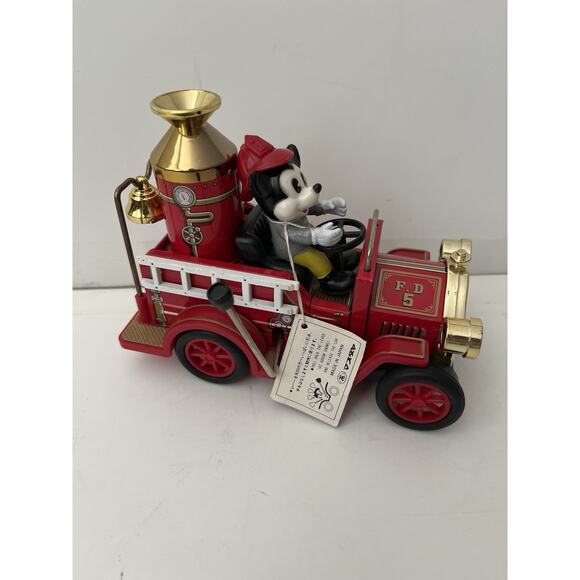 Vintage RARE Walt Disney Mickey Mouse In Old Timers Fire Truck #5 Masudaya Japan - Picture 1 of 6